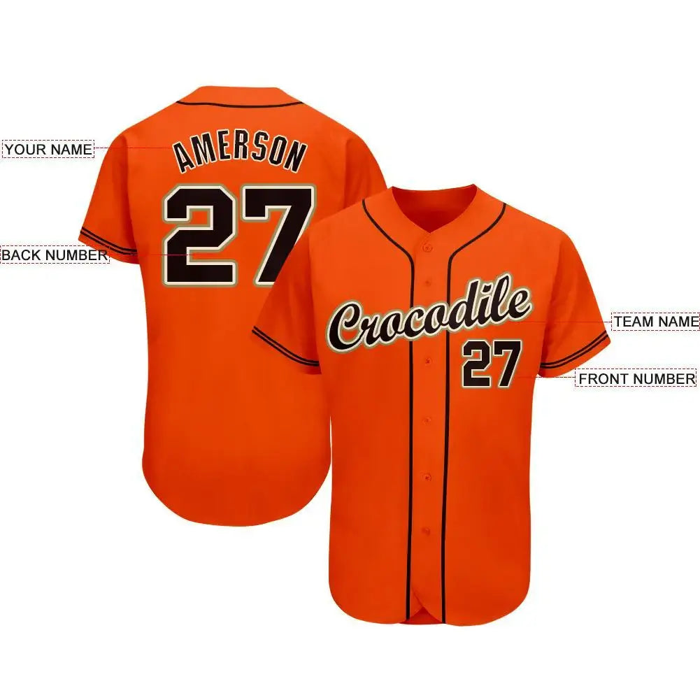 Custom Baseball Jersey Orange Black Cream Old Gold Sublimation, Custom Name Number, Men Youth Unisex