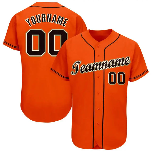 Custom Baseball Jersey Orange Black Cream Old Gold Sublimation, Custom Name Number, Men Youth Unisex