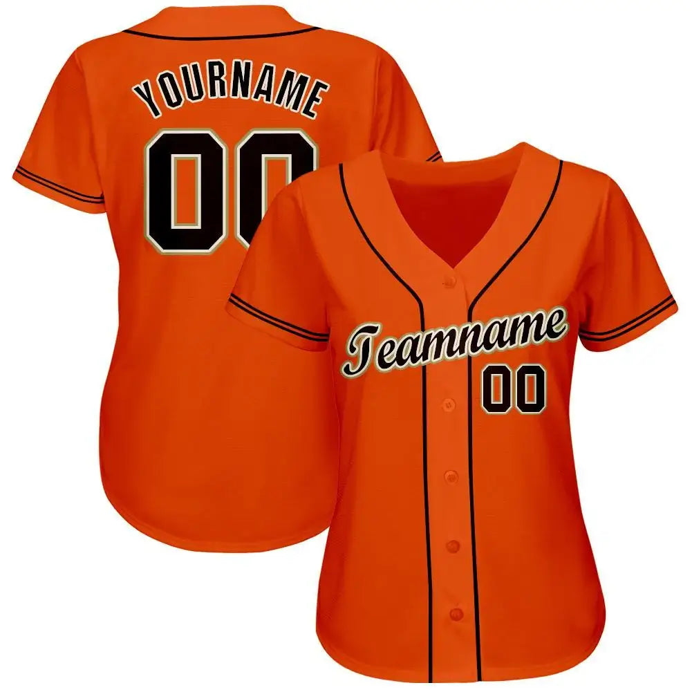 Custom Baseball Jersey Orange Black Cream Old Gold Sublimation, Custom Name Number, Men Youth Unisex