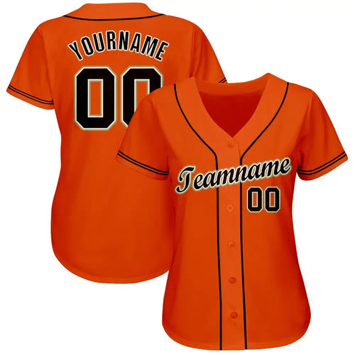 Custom Baseball Jersey Orange Black Cream Old Gold Sublimation, Custom Name Number, Men Youth Unisex