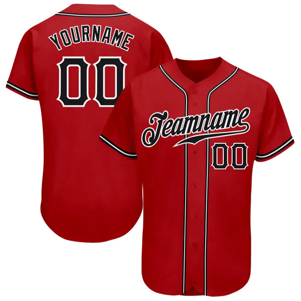 Custom Baseball Jersey Red Black White Sublimation, Custom Name Number, Men Youth Unisex