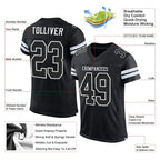 Custom Mesh Football Jersey Black White Pro Style Sublimation, Custom Name Number, Men Youth Unisex