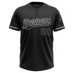 Custom 2-Button Softball Jersey Black Gray Sublimation, Custom Name Number, Women Girls Unisex Youth