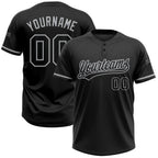 Custom 2-Button Softball Jersey Black Gray Sublimation, Custom Name Number, Women Girls Unisex Youth
