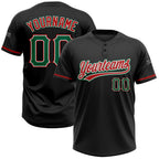 Custom 2-Button Softball Jersey Kelly Green Red Sublimation, Custom Name Number, Women Girls Unisex Youth