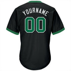 Custom Throwback Baseball Jersey Black Kelly Green White Sublimation, Custom Name Number, Men Youth Unisex