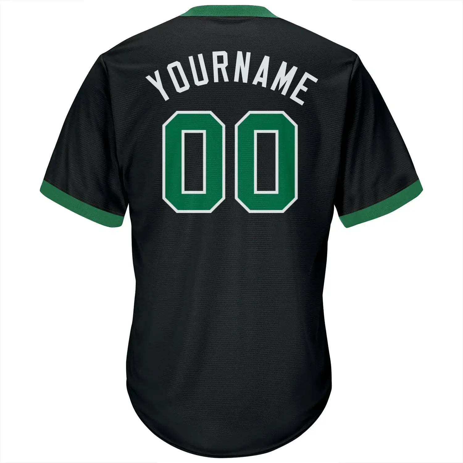 Custom Throwback Baseball Jersey Black Kelly Green White Sublimation, Custom Name Number, Men Youth Unisex