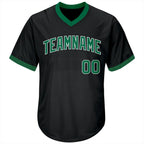 Custom Throwback Baseball Jersey Black Kelly Green White Sublimation, Custom Name Number, Men Youth Unisex