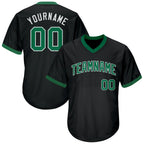 Custom Throwback Baseball Jersey Black Kelly Green White Sublimation, Custom Name Number, Men Youth Unisex