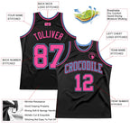 Custom Throwback Basketball Jersey Black Light Blue Pink Sublimation, Team Uniform Kit, Custom Name Number, Unisex Men Women Youth