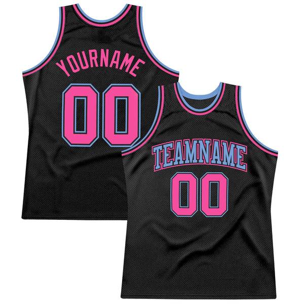 Custom Throwback Basketball Jersey Black Light Blue Pink Sublimation, Team Uniform Kit, Custom Name Number, Unisex Men Women Youth