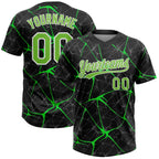 Custom 2-Button Softball Jersey 3D Pattern Black Neon Green Kelly Green Sublimation, Custom Name Number, Women Girls Unisex Youth