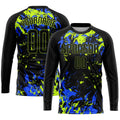 Custom Soccer Jersey Black Neon Green Royal Sublimation, Team Uniform Kit, Custom Name Number, Unisex Men Women Youth