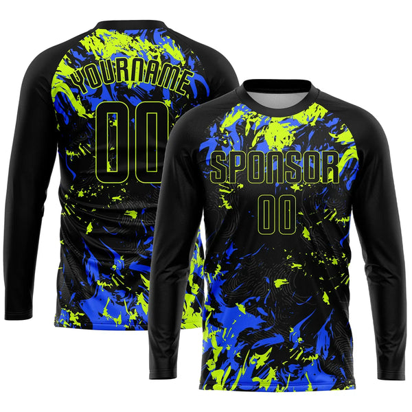 Custom Soccer Jersey Black Neon Green Royal Sublimation, Team Uniform Kit, Custom Name Number, Unisex Men Women Youth