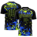 Custom Soccer Jersey Black Neon Green Royal Sublimation, Team Uniform Kit, Custom Name Number, Unisex Men Women Youth