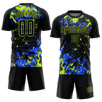 Custom Soccer Jersey Black Neon Green Royal Sublimation, Team Uniform Kit, Custom Name Number, Unisex Men Women Youth