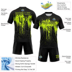 Custom Volleyball Jersey Black Black Neon Green Dripping Splatter Art Sublimation, Custom Name Number, Women Girls Unisex Youth