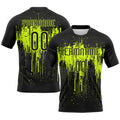 Custom Volleyball Jersey Black Black Neon Green Dripping Splatter Art Sublimation, Custom Name Number, Women Girls Unisex Youth