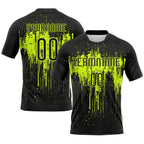 Custom Volleyball Jersey Black Black Neon Green Dripping Splatter Art Sublimation, Custom Name Number, Women Girls Unisex Youth