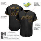 Custom Baseball Jersey Black Old Gold Sublimation, Custom Name Number, Men Youth Unisex