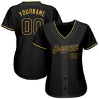 Custom Baseball Jersey Black Old Gold Sublimation, Custom Name Number, Men Youth Unisex