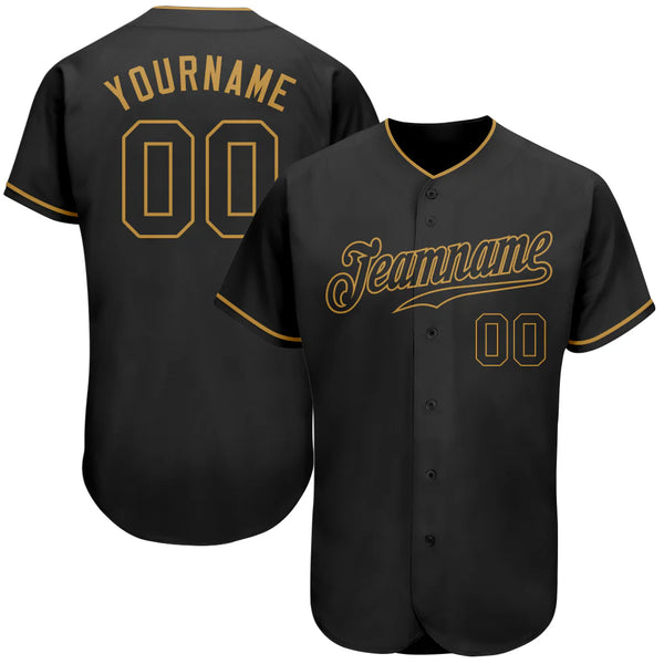 Custom Baseball Jersey Black Old Gold Sublimation, Custom Name Number, Men Youth Unisex