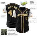 Custom Two Tone Baseball Jersey Black Old Gold White Sublimation, Custom Name Number, Men Youth Unisex