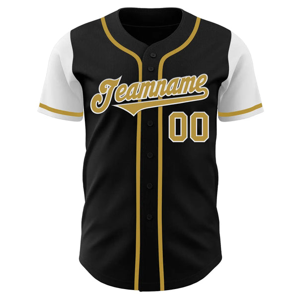 Custom Two Tone Baseball Jersey Black Old Gold White Sublimation, Custom Name Number, Men Youth Unisex