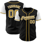 Custom Two Tone Baseball Jersey Black Old Gold White Sublimation, Custom Name Number, Men Youth Unisex