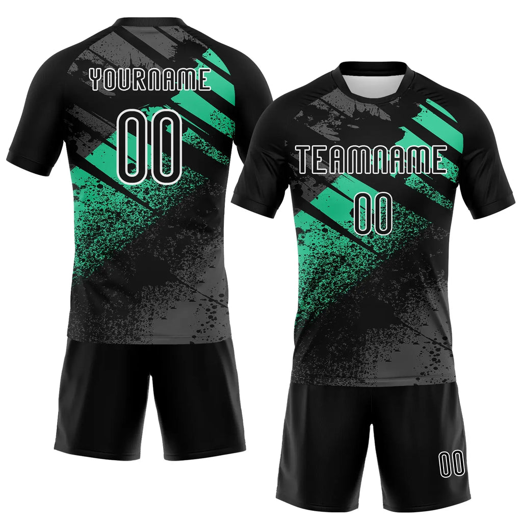 Custom Volleyball Jersey Black Pea Green White Splash Sublimation, Custom Name Number, Women Girls Unisex Youth