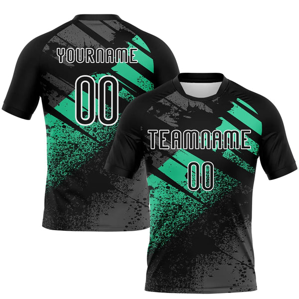 Custom Volleyball Jersey Black Pea Green White Splash Sublimation, Custom Name Number, Women Girls Unisex Youth