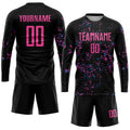 Custom Soccer Jersey Black Pink Light Blue Sublimation, Team Uniform Kit, Custom Name Number, Unisex Men Women Youth 2