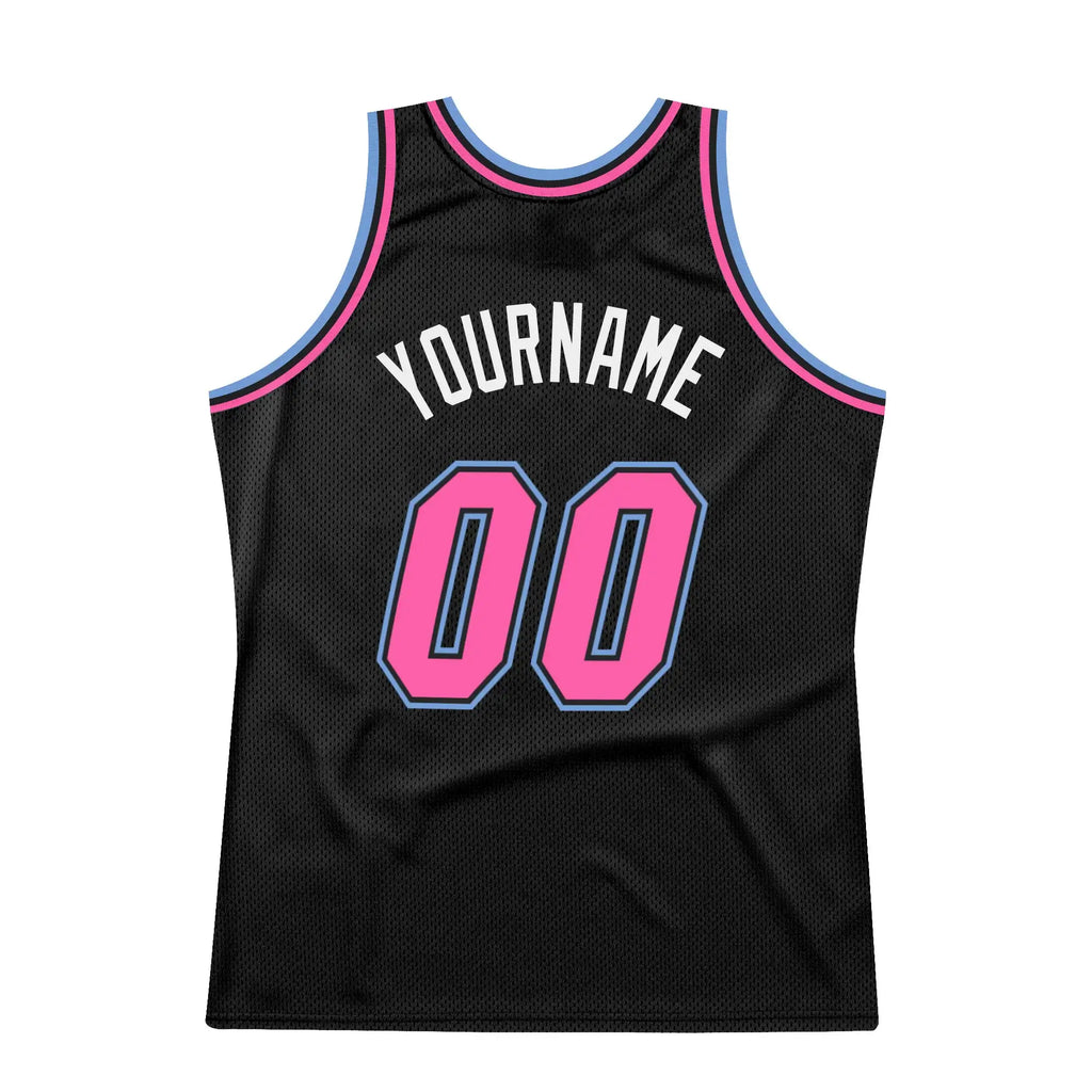 Custom Throwback Basketball Jersey Black Pink Light Blue Sublimation, Team Uniform Kit, Custom Name Number, Unisex Men Women Youth