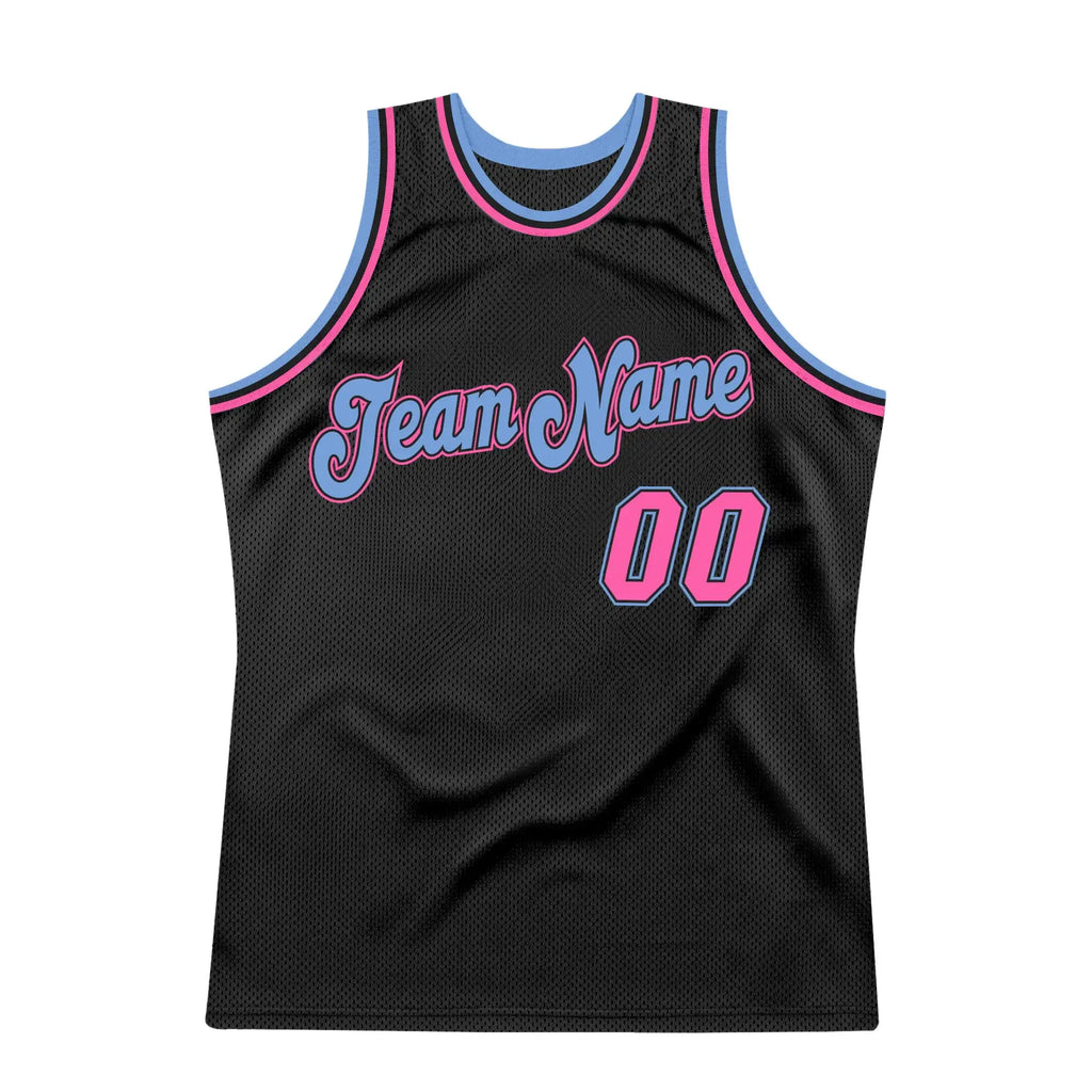Custom Throwback Basketball Jersey Black Pink Light Blue Sublimation, Team Uniform Kit, Custom Name Number, Unisex Men Women Youth