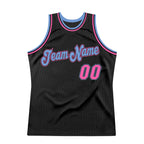 Custom Throwback Basketball Jersey Black Pink Light Blue Sublimation, Team Uniform Kit, Custom Name Number, Unisex Men Women Youth