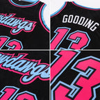 Custom Throwback Basketball Jersey Black Pink Light Blue Sublimation, Team Uniform Kit, Custom Name Number, Unisex Men Women Youth