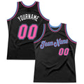 Custom Throwback Basketball Jersey Black Pink Light Blue Sublimation, Team Uniform Kit, Custom Name Number, Unisex Men Women Youth