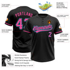 Custom 2-Button Softball Jersey Black Pink Sky Blue Sublimation, Custom Name Number, Women Girls Unisex Youth