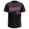 Custom 2-Button Softball Jersey Black Pink Sky Blue Sublimation, Custom Name Number, Women Girls Unisex Youth