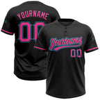 Custom 2-Button Softball Jersey Black Pink Sky Blue Sublimation, Custom Name Number, Women Girls Unisex Youth