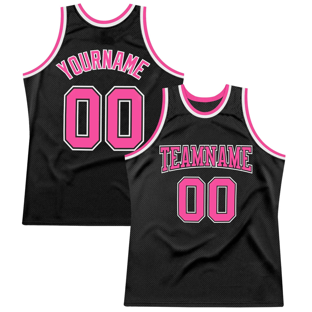 Custom Throwback Basketball Jersey Black Pink White Sublimation, Team Uniform Kit, Custom Name Number, Unisex Men Women Youth