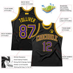 Custom Throwback Basketball Jersey Black Purple Gold Sublimation, Team Uniform Kit, Custom Name Number, Unisex Men Women Youth
