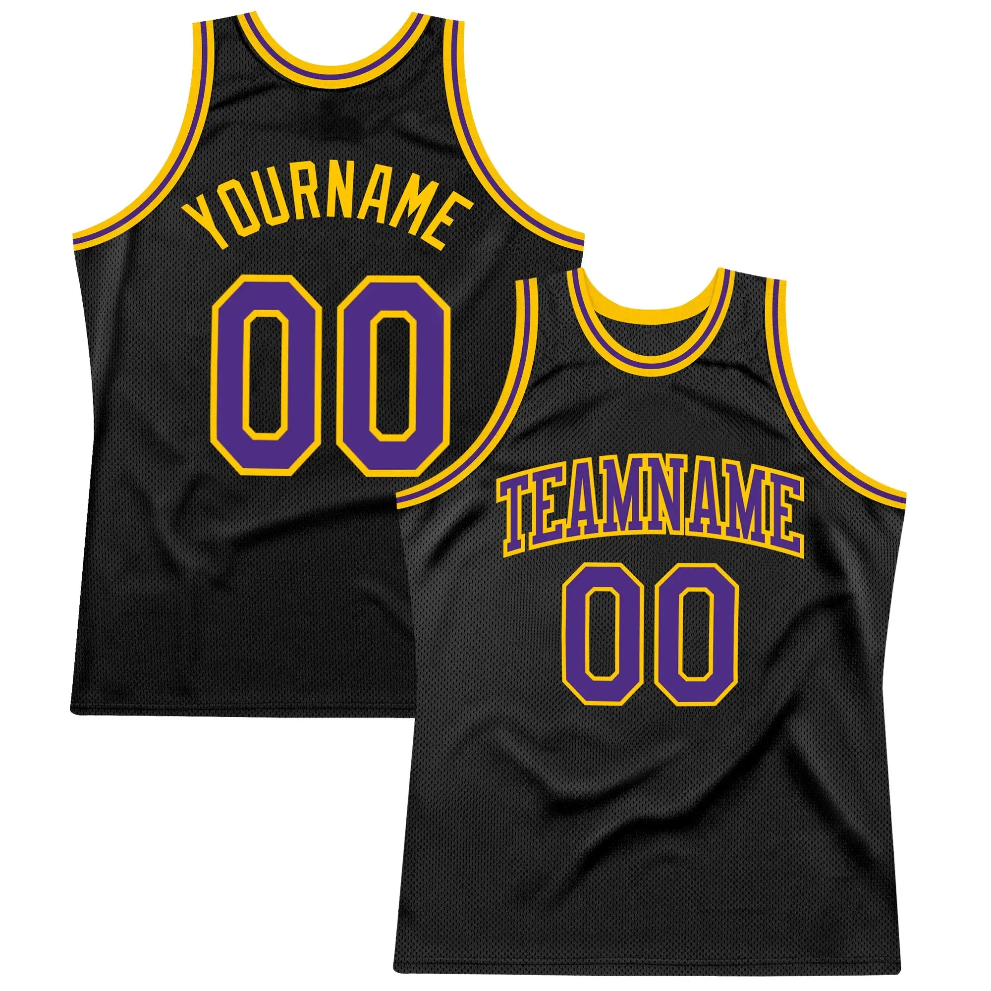 Custom Throwback Basketball Jersey Black Purple Gold Sublimation, Team Uniform Kit, Custom Name Number, Unisex Men Women Youth