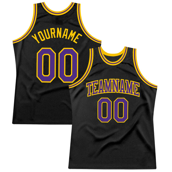 Custom Throwback Basketball Jersey Black Purple Gold Sublimation, Team Uniform Kit, Custom Name Number, Unisex Men Women Youth