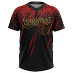 Custom 2-Button Softball Jersey 3D Pattern Black Red Old Gold Sublimation, Custom Name Number, Women Girls Unisex Youth