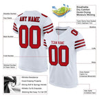 Custom Mesh Football Jersey White Red Black Pro Style Sublimation, Custom Name Number, Men Youth Unisex
