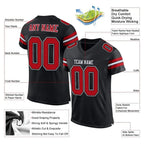 Custom Mesh Football Jersey Black Red White Pro Style Sublimation, Custom Name Number, Men Youth Unisex