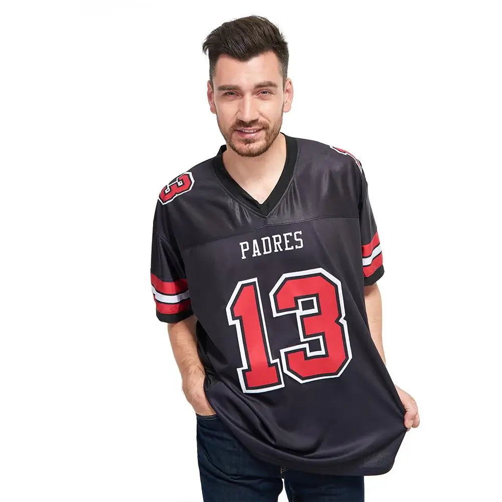Custom Mesh Football Jersey Black Red White Pro Style Sublimation, Custom Name Number, Men Youth Unisex