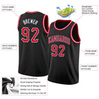 Custom Basketball Jersey Black Red White Round Neck Rib Knit Sublimation, Team Uniform Kit, Custom Name Number, Unisex Men Women Youth