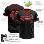 Custom 2-Button Softball Jersey Black Red White Sublimation, Custom Name Number, Women Girls Unisex Youth